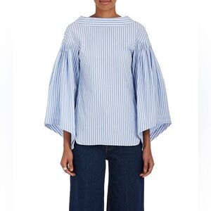 TEIJA - Smocked shoulder cotton Blouse -size fits all
